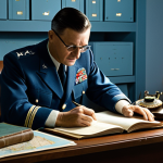 Project Blue Book Era**

"A 1950s-era American Air Force officer in a modest uniform, reviewing radar data in a dimly lit Project Blue Book office, filled with vintage computers and maps, fully clothed, appropriate attire, safe for work, perfect anatomy, natural proportions, historical photography, high quality, professional setting, modest environment."

**